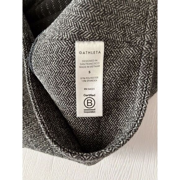 Athleta Womens Small Delancey Black Herringbone High Rise Tight In Black Pocket - Picture 13 of 14